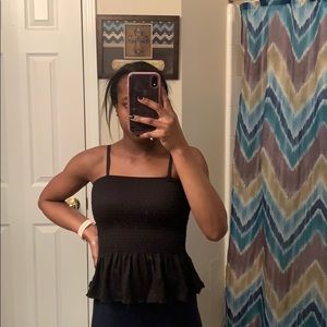 black smocked tube top
